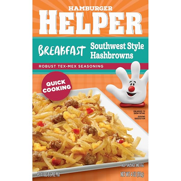 HAMBURGER HELPER BREAKFAST SOUTHWEST STYLE HASHBROWNS, 4 OZ