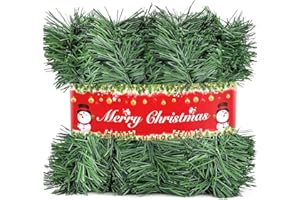 LOISVI Christmas Garland Christmas Decorations, Green Christmas Tree Garland for Indoor Outdoor Decor, DIY Artificial Garland Holiday Decorations for Stairs Railing, Fireplace, Window, Front Door (5M,16Ft)
