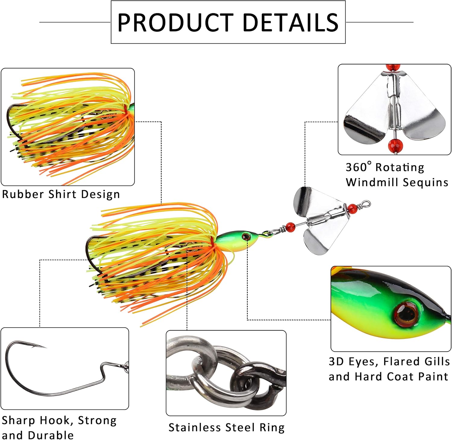 SILANON Fishing Buzzbait Lures Bass Spinnerbait Kit Topwater Buzz Bait Multicolor Swimbait Metal Jig Lure for Bass Pike Trout Fishing : Sports & Outdoors