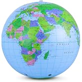 NUOBESTY Inflatable Globe Beach Ball, 11.8-Inch PVC World Map Ball | Inflatable Earth for geography lessons, classroom learning, beach and pool games; lightweight, portable and easy to inflate