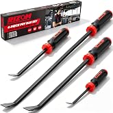 Rizom Pry Bar Set, 8", 12", 17.5" and 24" Pry Bar with Strike Cap Handle | 4-Piece Mechanic Hand Tools with Angled Tip for Prying, Lifting and Pulling Objects