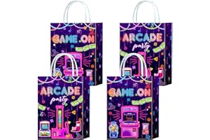 16 Pieces Game on Goodie Bags for Gamer Birthday Party Supplies,Arcade Gaming Gift Snacks Treat Candy Party Favors Bags with 