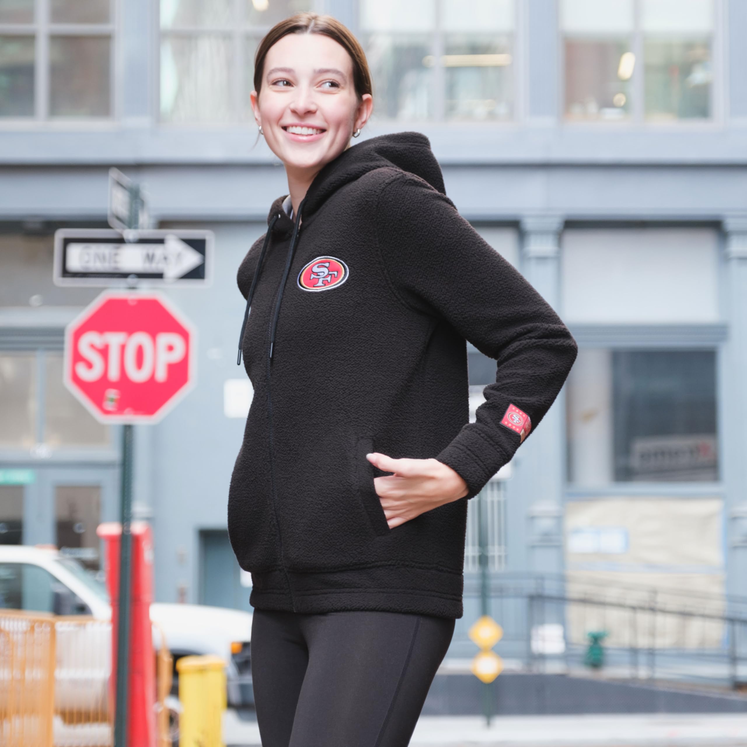 Ultra Game NFL Official Women\'s Full Zip Super Soft Sherpa Hoodie Sweatshirt Jacket - Warm Fleece Blend, Detroit Lions, Team Color Updated, Small