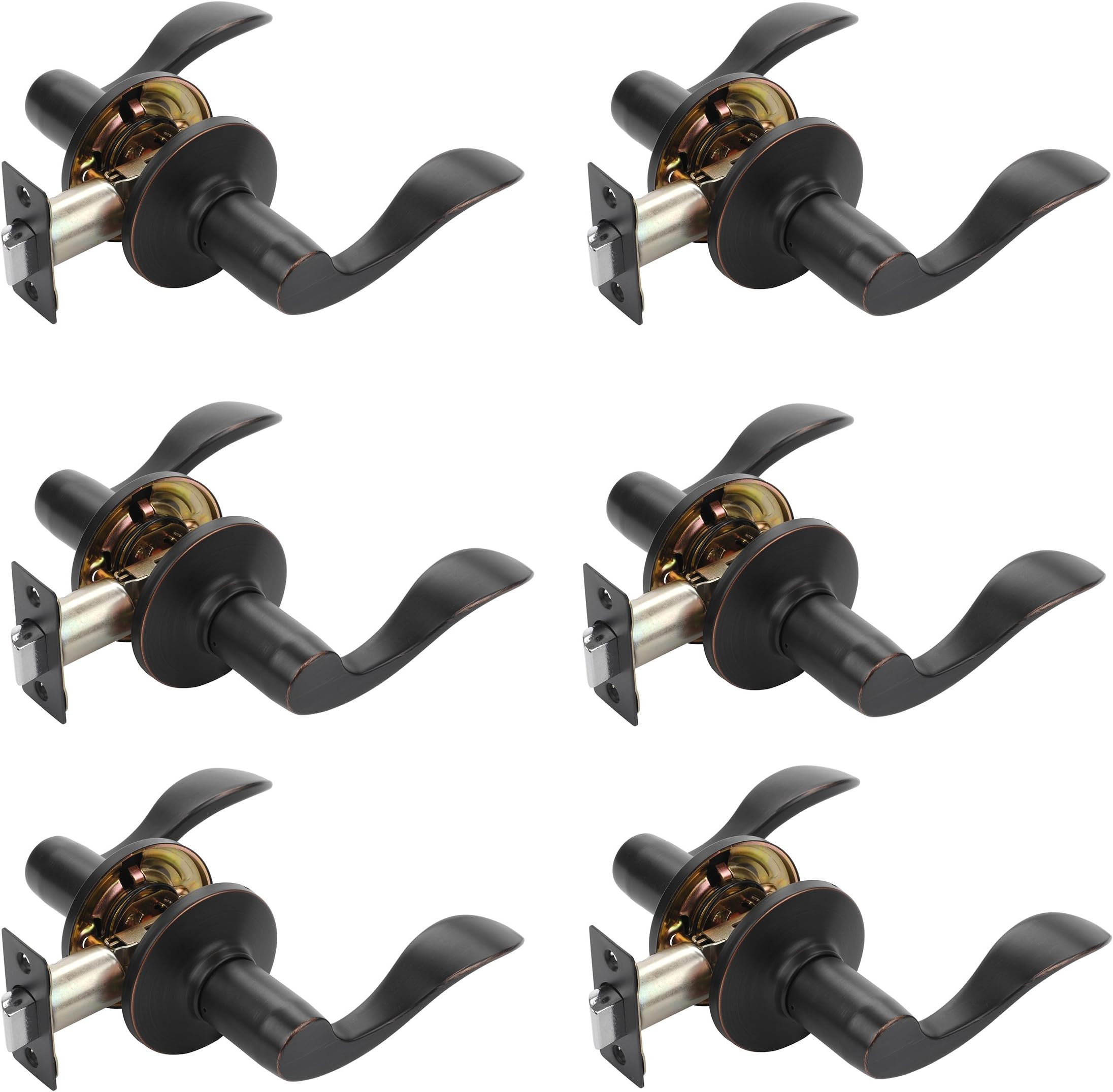 Dynasty Hardware HER-82-12P Heritage Lever Passage Set, Aged Oil Rubbed Bronze, Contractor Pack (6 Pack)