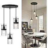 LMS Black 3-Light Pendant Fixtures, Adjustable Kitchen Hanging Light Fixture, Cluster Pendant Lights, LMS-188