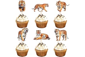 Ercadio 24 Pack Tiger Cupcake Toppers Tiger Cupcake Picks Animal Cupcake Picks Tiger Birthday Cupcake Decorations for Baby Shower Birthday Animal Theme Party Cake Decor Supplies