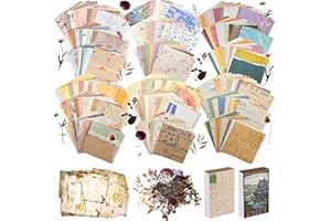 NASZONUS 565 Pcs Vintage Scrapbook Paper Kit, Scrapbook Paper Supplies with Flowers Stickers, Journaling Decorative CraftPaper Set for Junk Journal, Retro Crafts