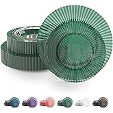 Exquisite 40 Piece Plastic Disposable Plates Set For 20 Guests I 20 X 9 Inch & 20 X 11 Inch Disposable Plastic Plates | Color: Green| Great for Weddings Parties And Formal Occasions