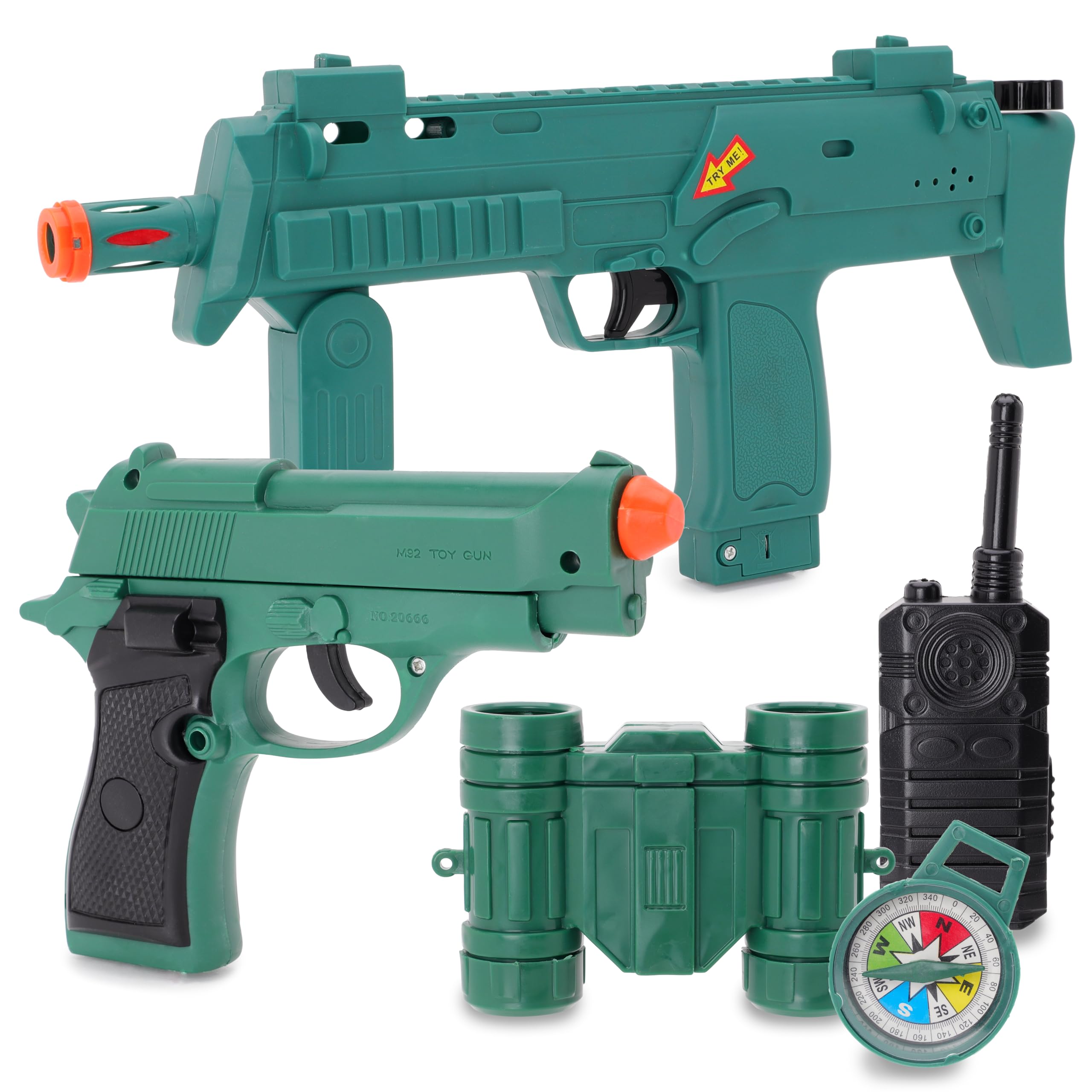 Toyland® Special Forces SWAT Gun & Accessories Set With Realistic Light & Sound - 2 Guns & 3 Accessories - Combat Soldier & Army Fancy Dress Toys