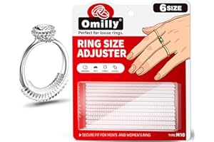 Omilly 12 Pack Ring Size Adjuster for Loose Rings - 6 Sizes Spiral Invisible Silicone Guards, Jewelry Fitter Resizer for Women & Men, Fits Almost Any Ring (Transparent, Easy to Use)