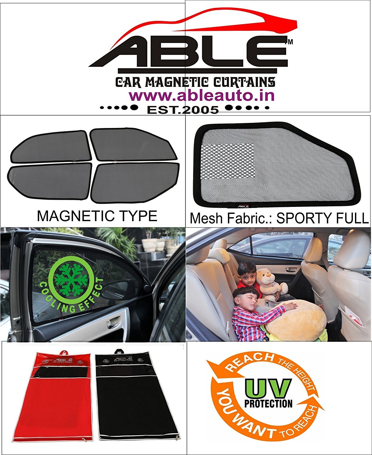 Able Sporty Full Car Magnetic Sun Shade Curtains For Ford