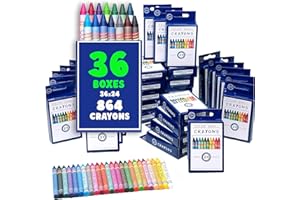 Color Swell Bulk Crayon Packs - 36 Boxes of 24 Vibrant Colored Durable Bulk Crayons of Teacher Quality for Classroom and Home