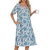 ETOSELL Nightgowns for Women Soft Short Sleeve Sleepshirt House Dress with Pockets Pleated Moo Moo Mumu Nightshirt Loungewear