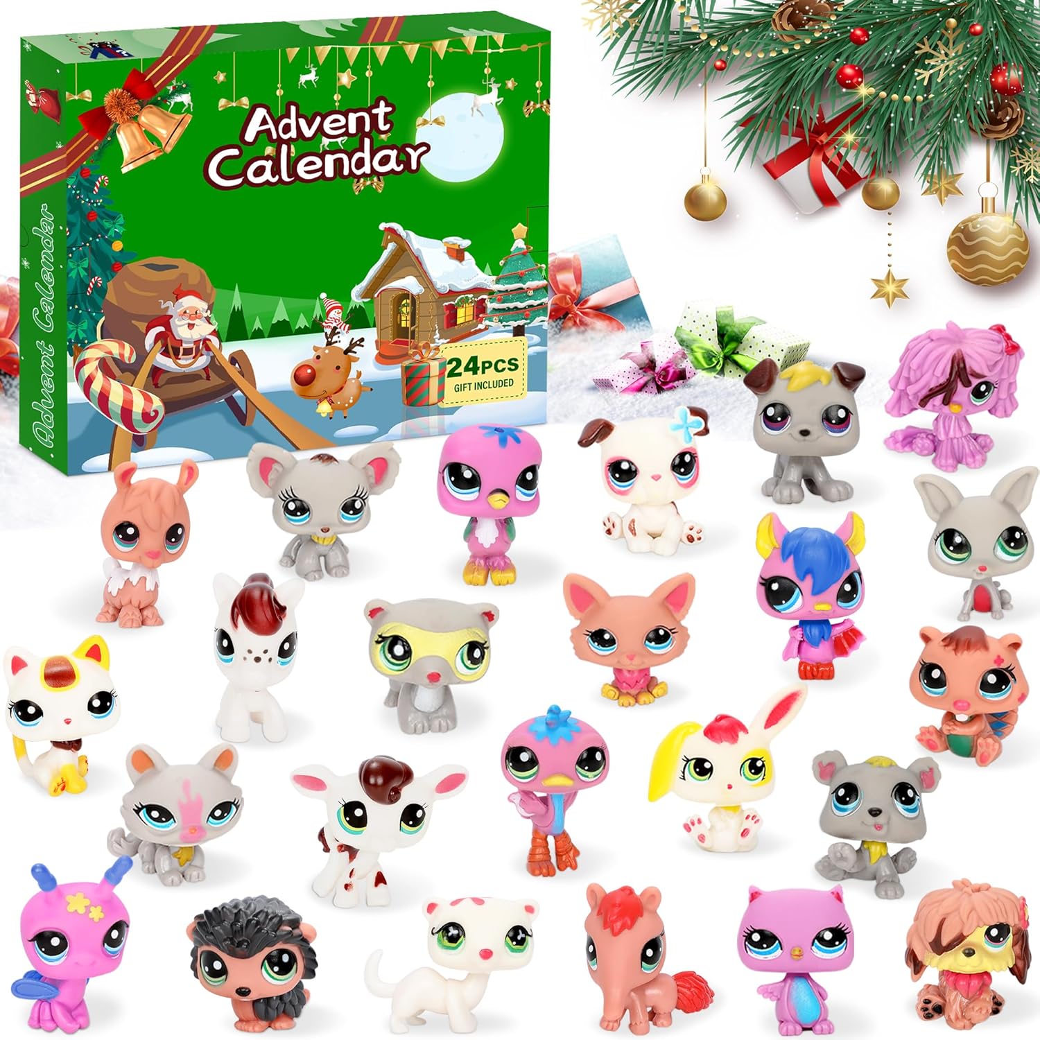 Advent Calendars - Advent Calendar 2023 Mini Shop Pet Toys, 24 Days Countdown Calendars Cute Pet Figure Toy for Kids Fans, Christmas Countdown Gift, Stocking Stuffers, Party Favor