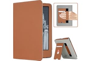 RSAquar Kindle Paperwhite Case for 11th Generation 6.8" and Signature Edition 2021 Released, Premium PU Leather Cover with Auto Sleep Wake, Hand Strap, Card Slot and Foldable Stand, Brown