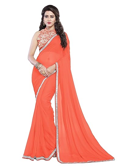Womens Chiffon Saree With Unstitched Blouse Piece