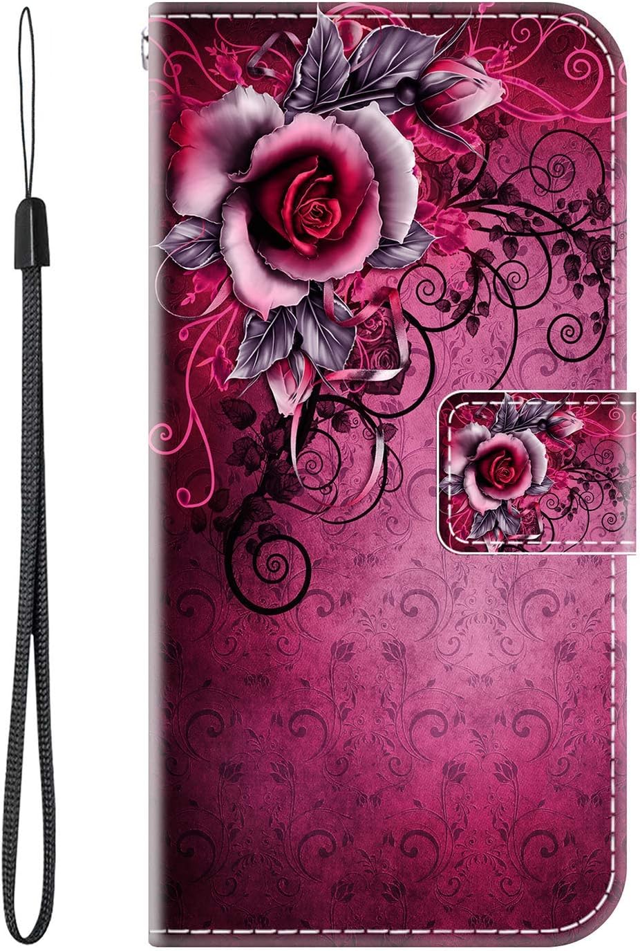 vingarshern Case for Huawei Nova 2 Plus Holster Inner Silicone Holder,Standing Magnetic Closure Protective PU Faux Leather Case Wallet for Huawei Nova 2 Plus Cover With Card Slots(Purple Rose)