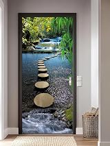 FLFK 3D Door Mural Wallpaper Peel Stick 77x200cm Mountain Stream Removable view 1