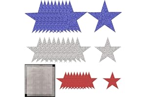 Llxieym 30 Pieces Patriotic Glitter Cutouts Star Cutouts Kit Independence Day Cutouts with Glue Points for 4th of July Decoration