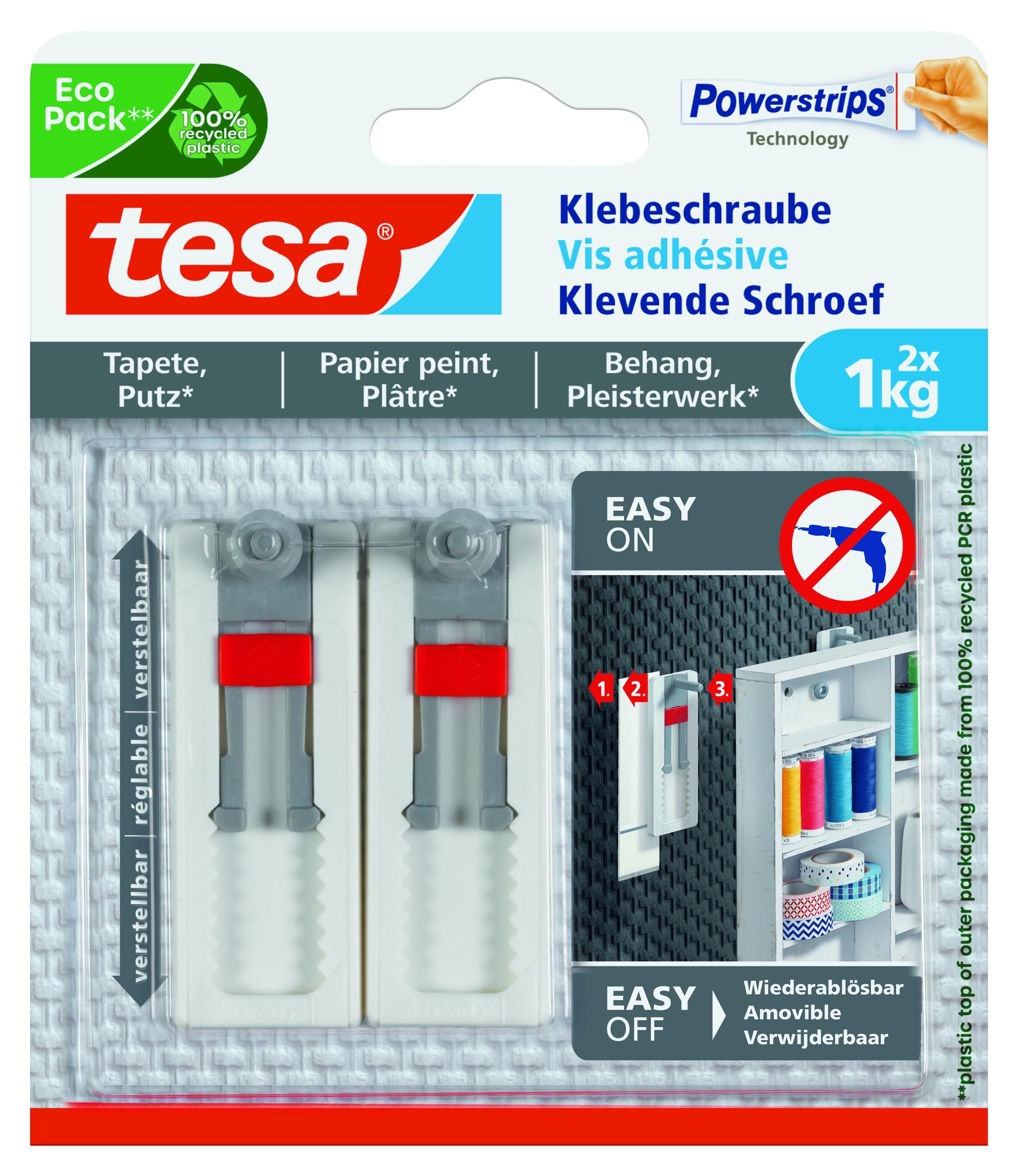 tesa Adjustable Adhesive Screw for Wallpaper
