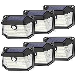 6-Pack Solar Wall Lights Outdoor with 3 Modes