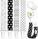 PUTSKA 4 Pack Dummy Clip Holder Soother Leash Black White view 1