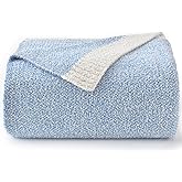 Znhinery Throw Blanket for Couch, Reversible Super Soft Fluffy Knit Blankets, Lightweight Cozy Blankets with Fuzzy Plush for Sofa Bed (Blue, Throw 50""x 60"")