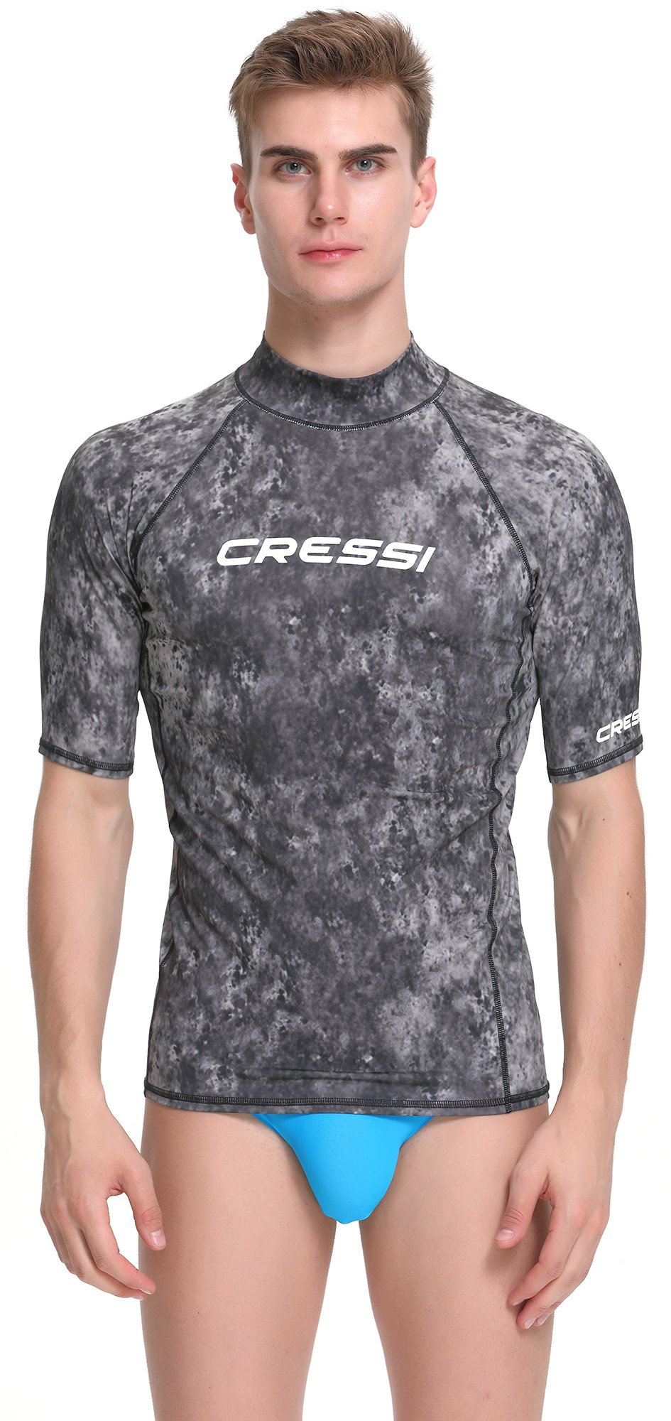 Cressi Long and Short Sleeves Rash Guard - Blue Camouflage, X-Small/Size 1