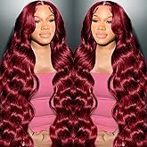 METDIO 99J Burgundy wig human hair 13x4 body wave lace front wigs human hair 180 Density Pre Plucked Glueless Wine red colored lace front wig for Women 26inch