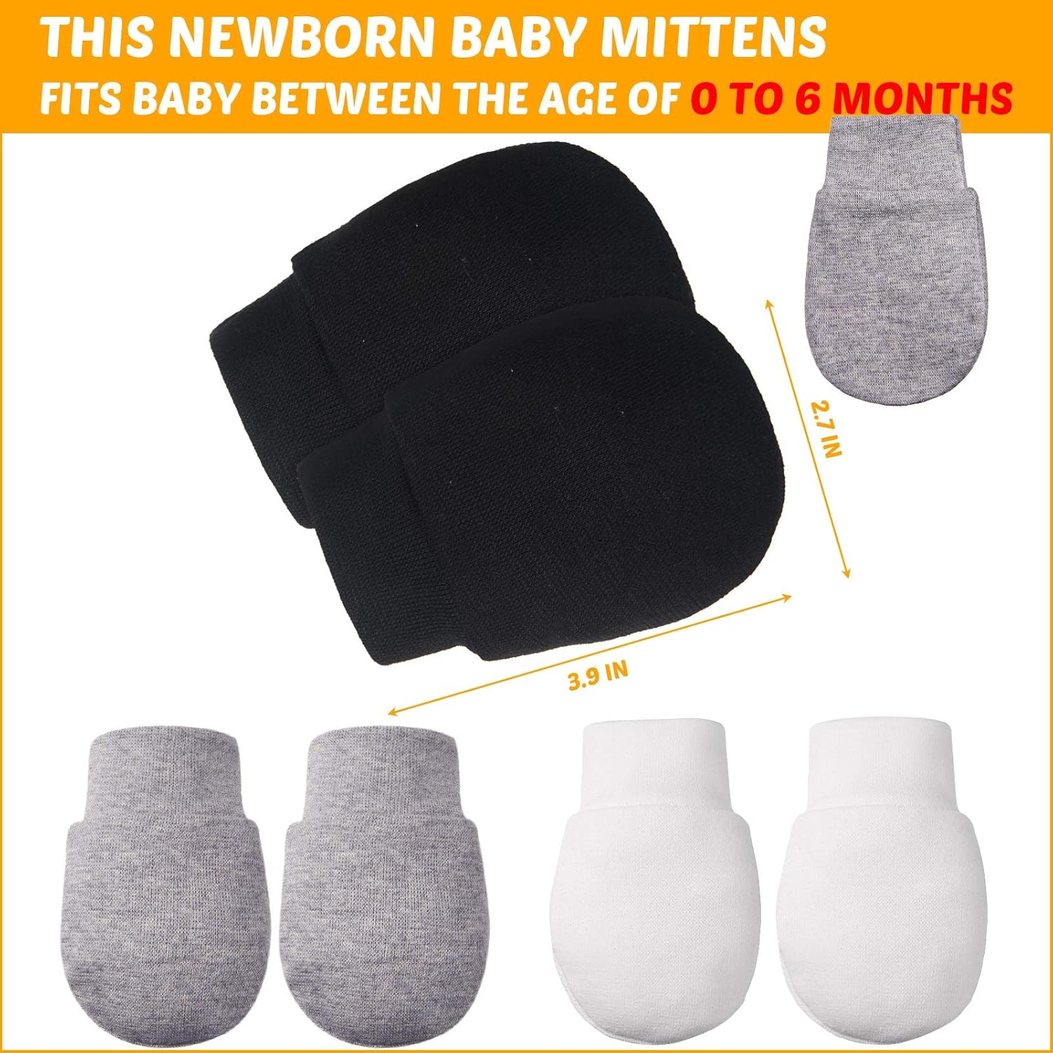 9 Pairs Newborn Baby Mittens Infant Toddler Gloves No Scratch Mittens Unisex Gloves for 0-6 Months Baby Boys Girls (Black, Gray, White): Clothing