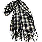 Bawnhaw Cashmere-Feel Large Shawl Plaid Scarf for Women, Fall Winter Soft Warm Pashmina Blanket Wrap with Fringe