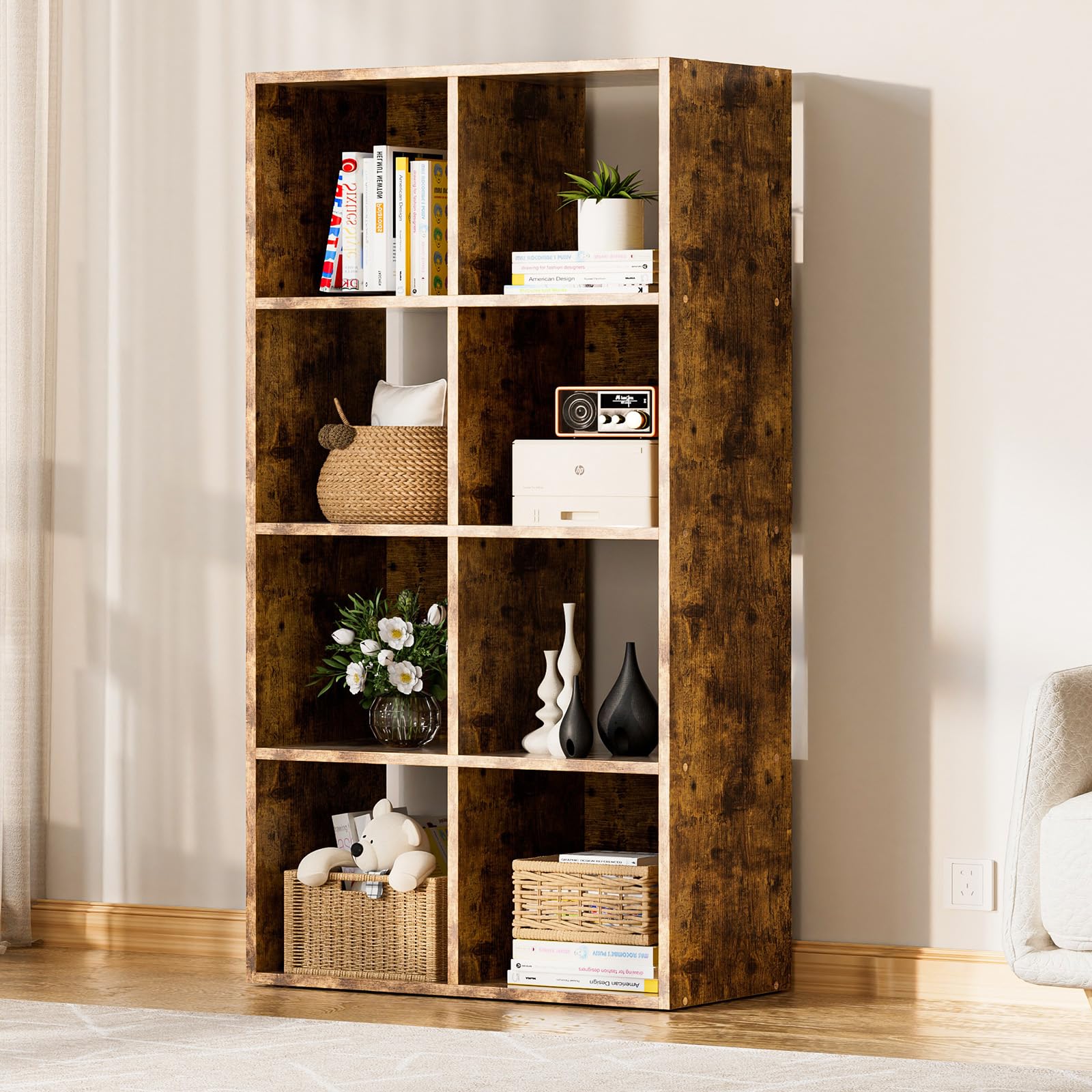 COMHOMA 8 Wood Cube Storage Organizer with Open