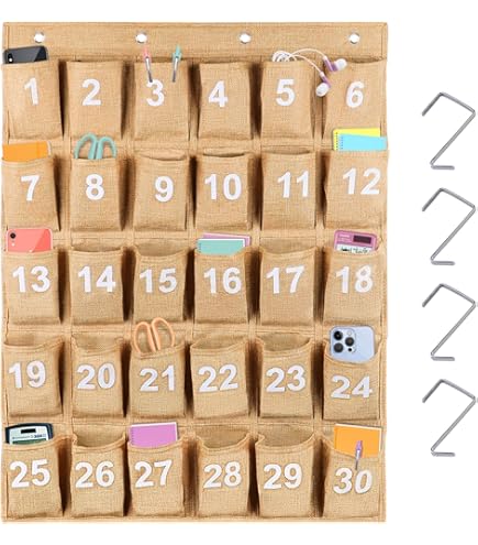 Xujuika Tableau Poche Téléphone | Pochette Numérotée Salle De Classe 36 | Pochette Organiseur Numérotée | Organisateur Mural Numérique | Rangement Telephone Portable Salle De Classe