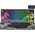 Womier 75% Keyboard with Color Multimedia Screen Wireless Gaming Mechanical Keyboard, Theme 3-Modes Hot Swappable Key Board w/Wrist Rest,SK80 PRO Gasket RGB Custom for Mac/Win,Black Kanagawa