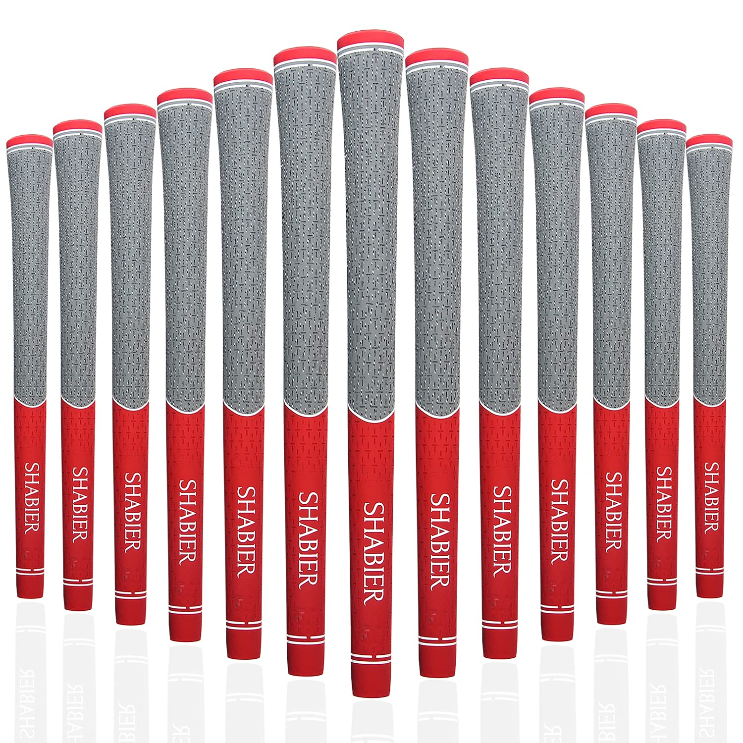 SHABIER Multi Compound Golf Grips Set - 13 Pack High Traction and Feedback Rubber Grips (13pcs Red)