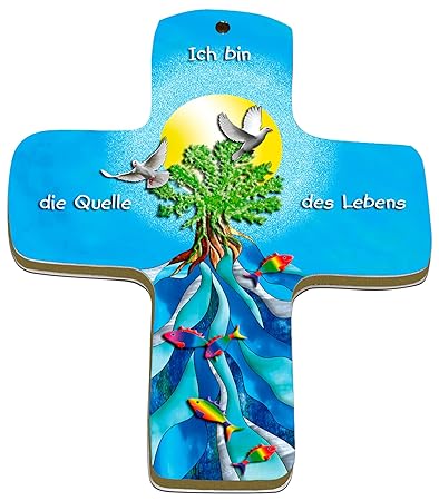 metALUm Premium Wandkreuz aus Metall und MDF | Quelle des Lebens | #52004