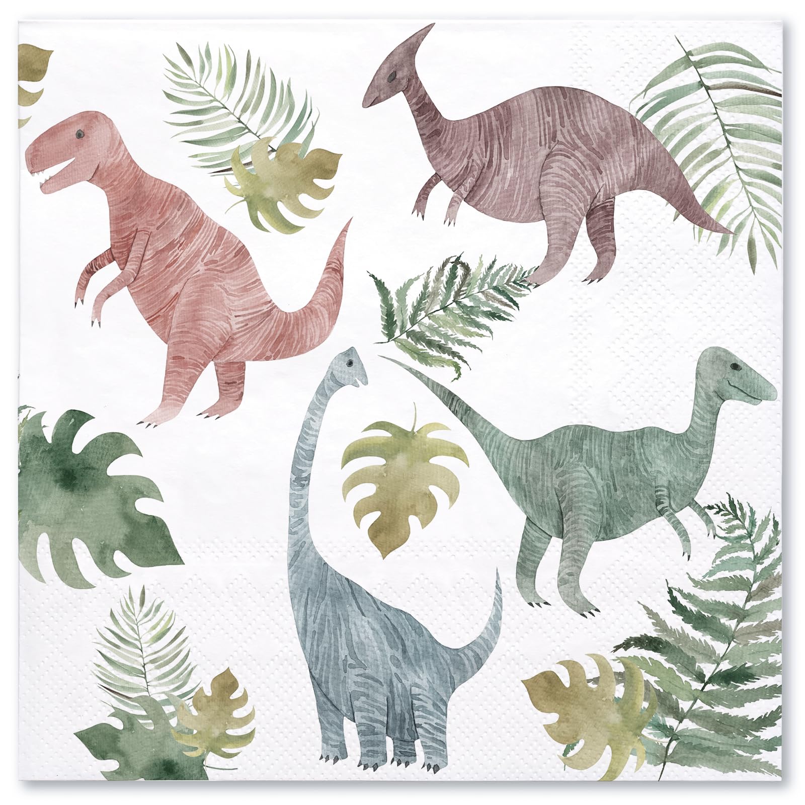 Photo 1 of WRAPAHOLIC 50Pcs Dinosaur Napkins - 3-Ply Disposable Paper Luncheon Napkin for Dino Themed Party, Birthday, Baby Shower - 6.5 x 6.5 In
