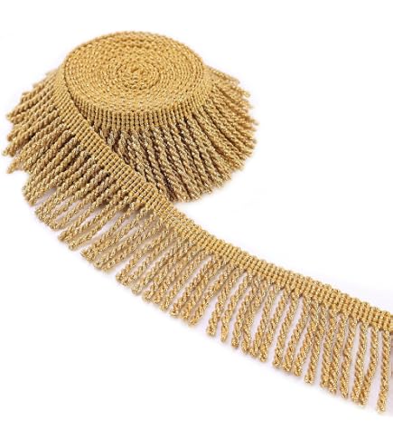 DecoPro Quasten-Fransen In Gold – 7,6 Cm Lang, Vintage-Look – Für Vorhänge, Kissen & Dekoration