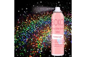 Boko Body Glitter Spray, 120ML Holographic Silver Shiny Glitter Spray for Body Hair Clothes, Quick-Drying and Long-Lasting Body Shiny Glitter Hairspray for Festival Party Concert Rave Accessories