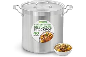 NutriChef 40-Quart Stainless Steel Stock Pot with Lid – Heavy-Duty Extra-Large Stockpot for Seafood Boils, Soups, Stews & Hol