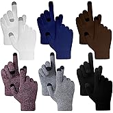 Newcotte 6 Pairs Women's Winter Touchscreen Gloves Warm Fleece Lined Knit Gloves Cold Weather Mittens for Men Women