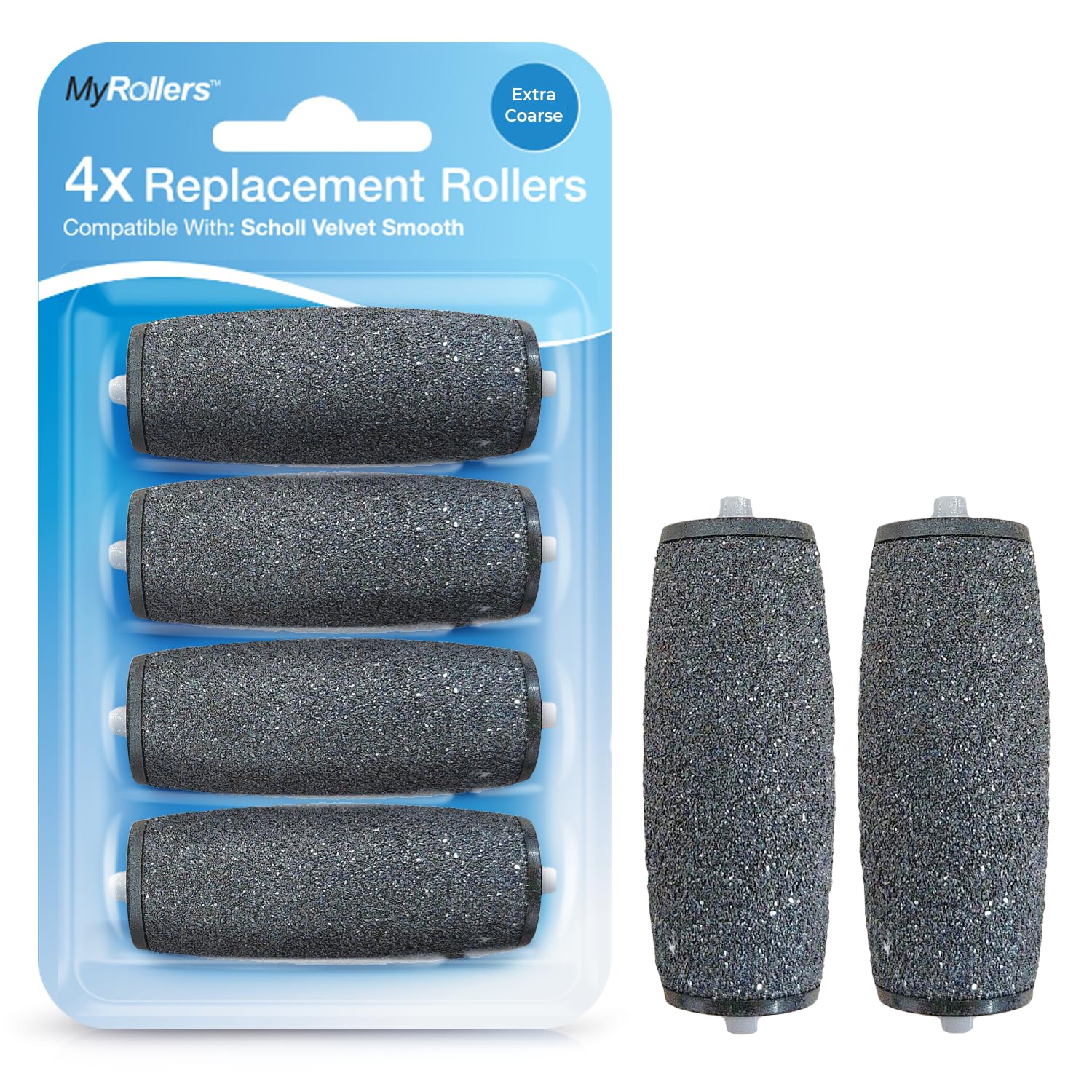 4X My Rollers Extra Coarse Compatible with Scholl Velvet Smooth Diamond – Refill Replacement Rollers