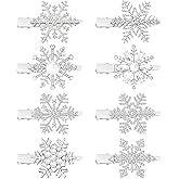 AUGSUN 8Pcs Christmas Snowflake Rhinestone Hair Clips, Winter Crystal Snowflake Hairpins Festive Costume Accessories for Women Xmas Holiday Party Gifts