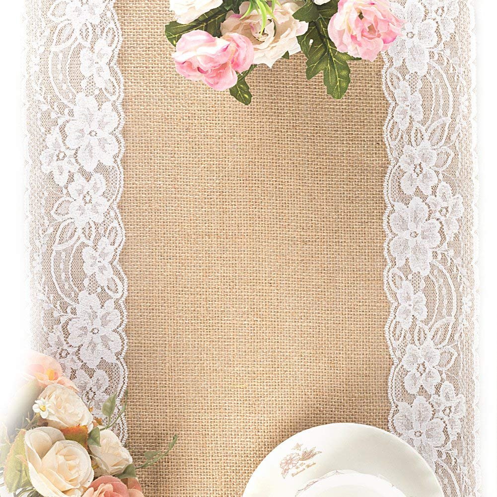 Best burlap with lace table runner