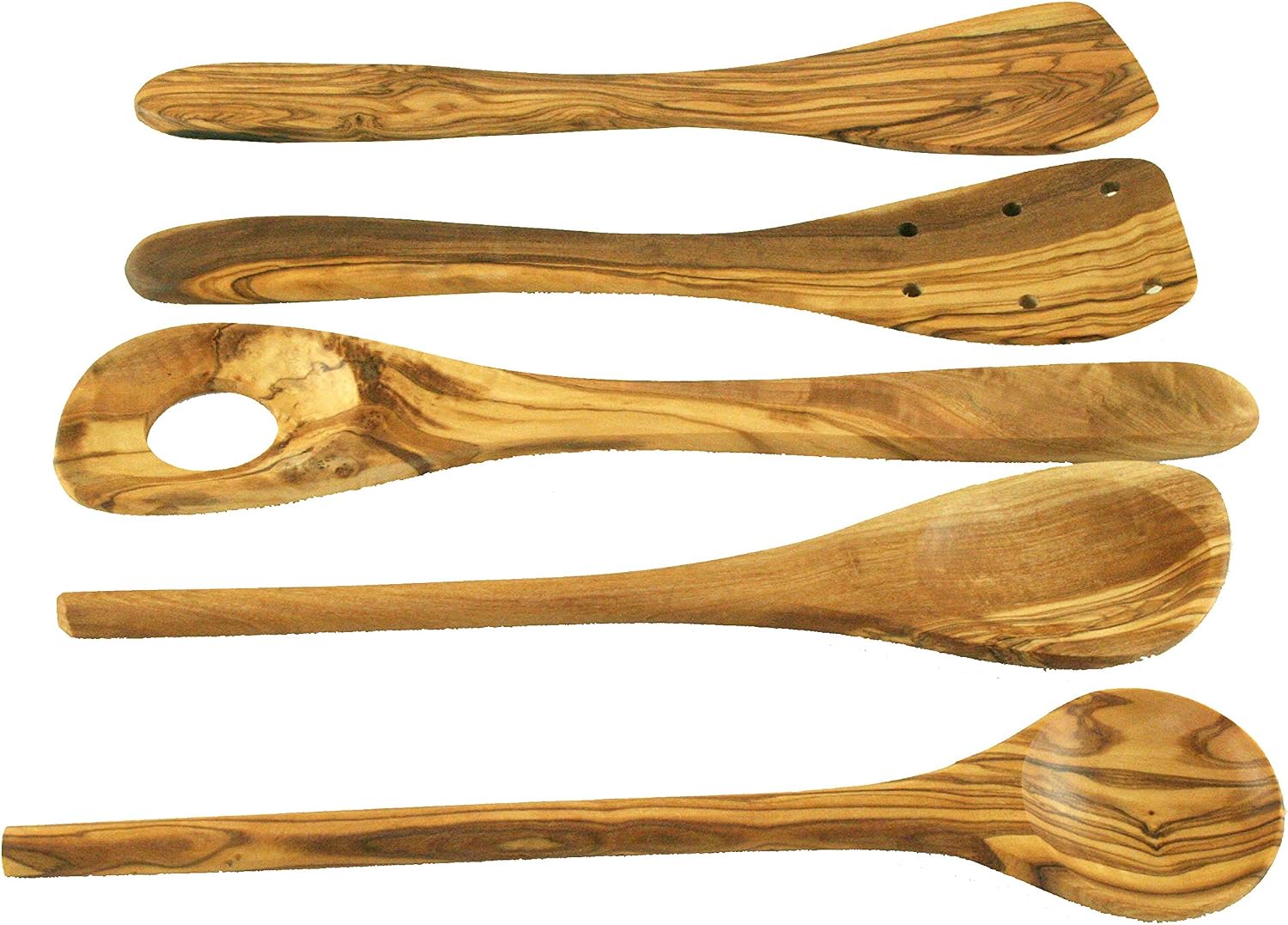 Service de cuisine en bois d'olivier 5 pièces - Spatule de cuisson