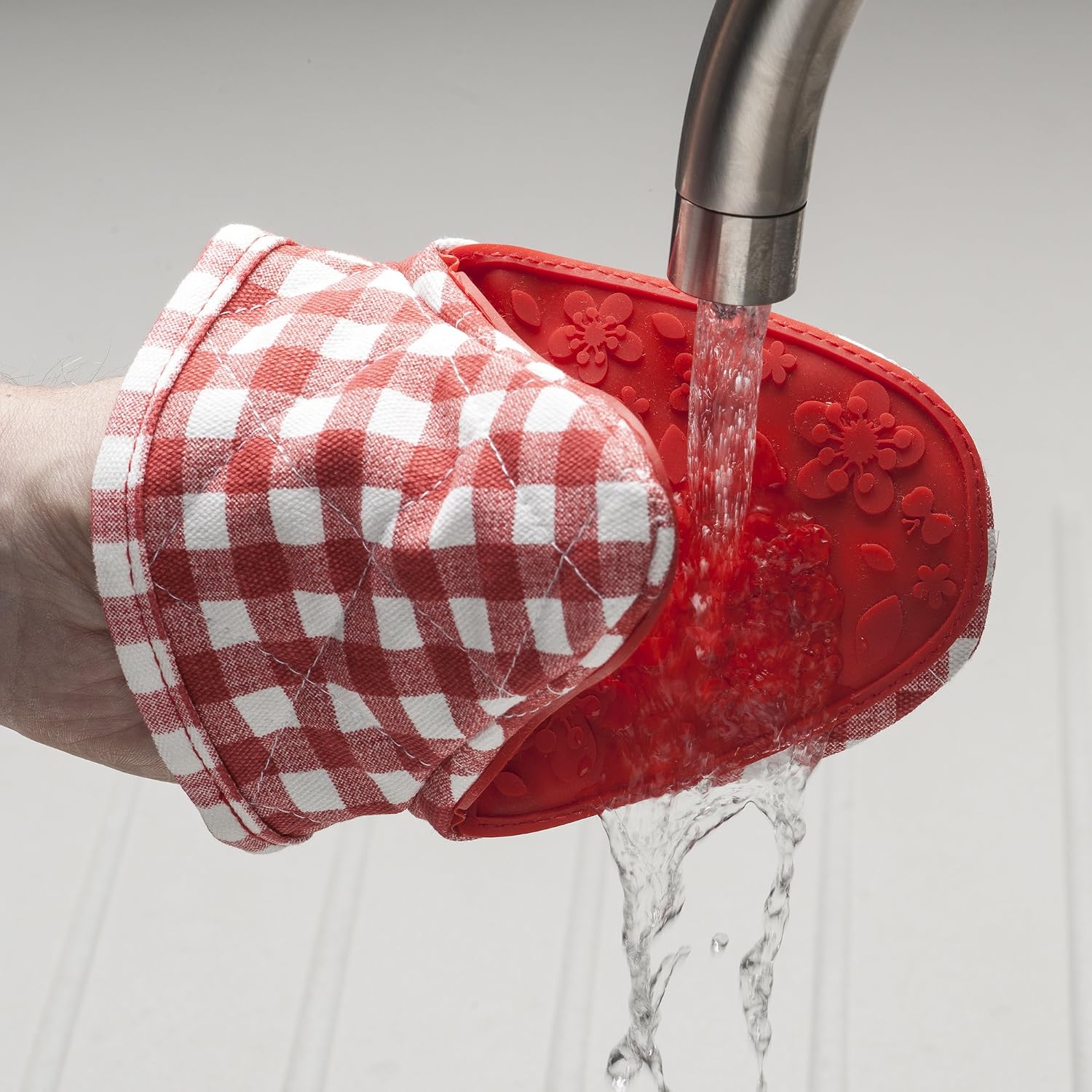 Zeal V124R Gingham Mini Mitt Pot Holder, Cotton, Red, 17.5 x 13.5 x 2.5 cm - Image 5
