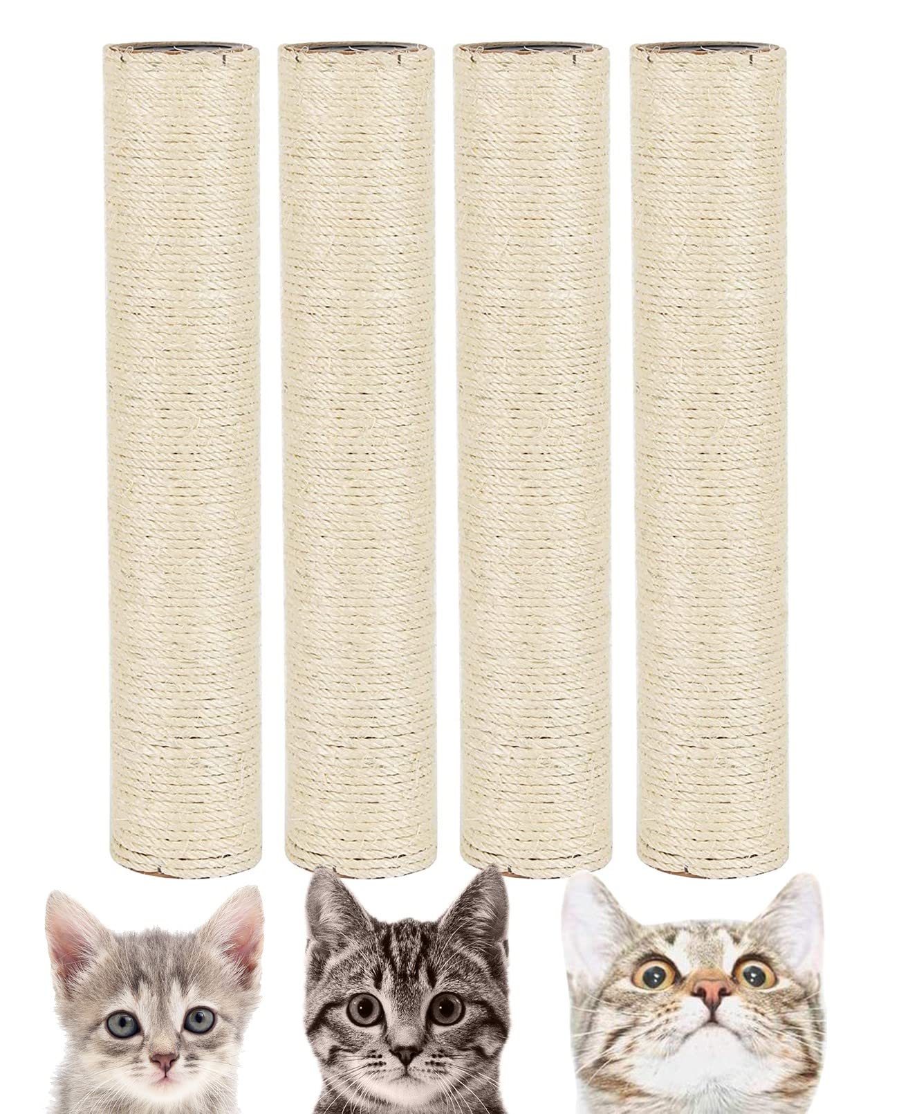 Photo 1 of BNOSDM 4 Pcs M8 15”x2.75” Cat Tree Scratching Post Replacement Parts for Indoor Cats Tower Rope Scratch Poles Refill Sisal Pole Part for Refurbishment Hemp Kitty Furniture Accessories Spare