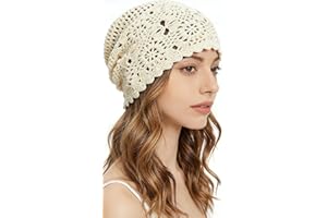 Royid Crochet Hat for Women Cotton Slouchy Beanie Knitted Handmade Skull Cap for Summer Travel Daily Wear