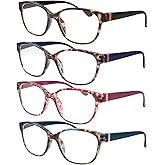 4 Pairs High Magnification Power Womens Reading Glasses - Cat Eye Readers 4.00-6.00