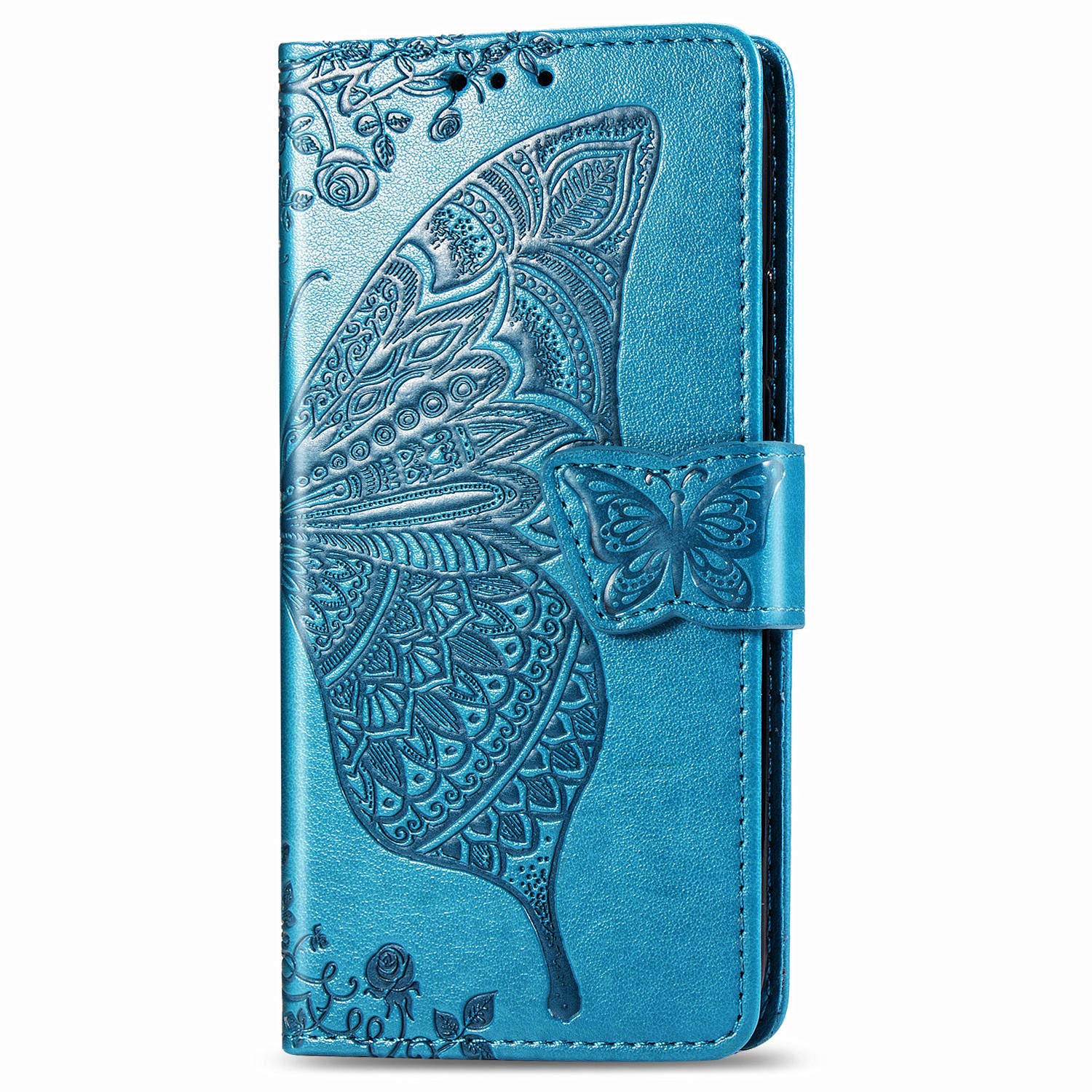 Thoankj Sony Xperia L4 Case PU Leather Flip Notebook Slim Fit Wallet Phone Case Cute Butterfly with Kickstand Soft TPU Gel Bumper Folio Shockproof Protective Cover for Sony Xperia L4 Blue